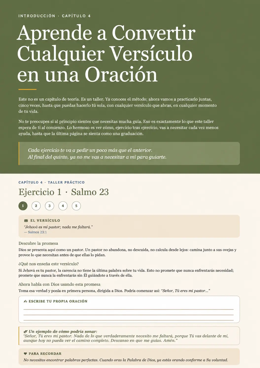 Página del Diario: cómo convertir un versículo en una oración